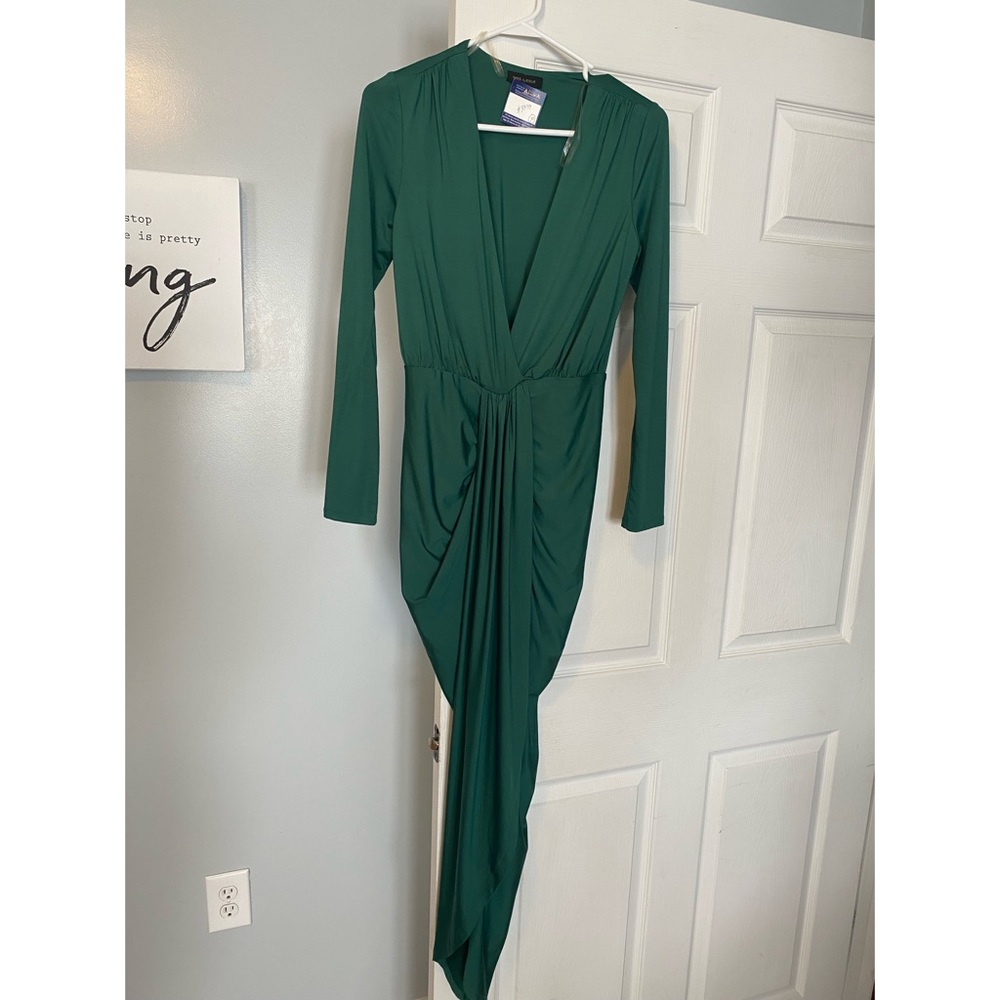 HUNTER GREEN SLINKY MIDI DRESS